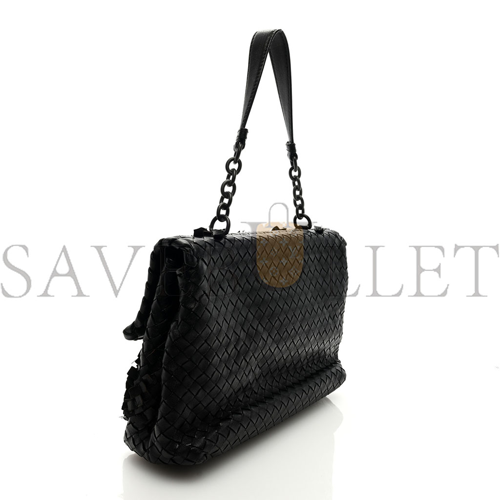 bo*te*ga Ve*ne*ta nappa intrecciato fringe flap black (28*20*10cm)